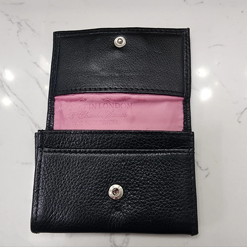 My Flat in London Black Leather Card Holder with Crystal Accent - Picture 2 of 3